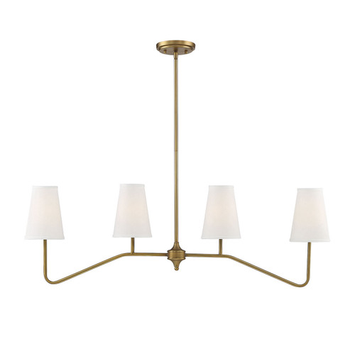 Meridian - M10078NB - Four Light Linear Chandelier - Mchan - Natural Brass