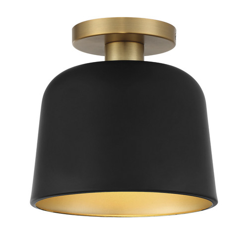 Meridian - M60067MBKNB - One Light Semi-Flush Mount - Matte Black with Natural Brass