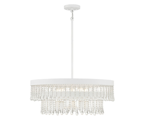 Meridian - M7038BQW - Six Light Pendant - Bisque White