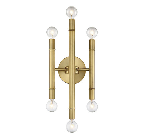 Meridian - M90018NB - Six Light Wall Sconce - Mscon - Natural Brass