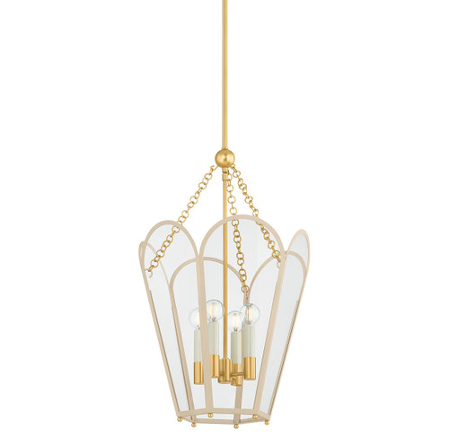 Mitzi - H1132704-AGB/SBQ - Four Light Lantern - Clarisse - Aged Brass