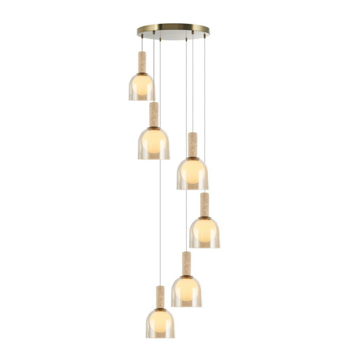 Artcraft - SC13386BR - Six Light Pendant - Juna - Brass