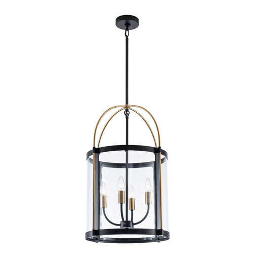 Artcraft - AC11515BB - Four Light Pendant - Verre incolore - Black and Brushed Brass