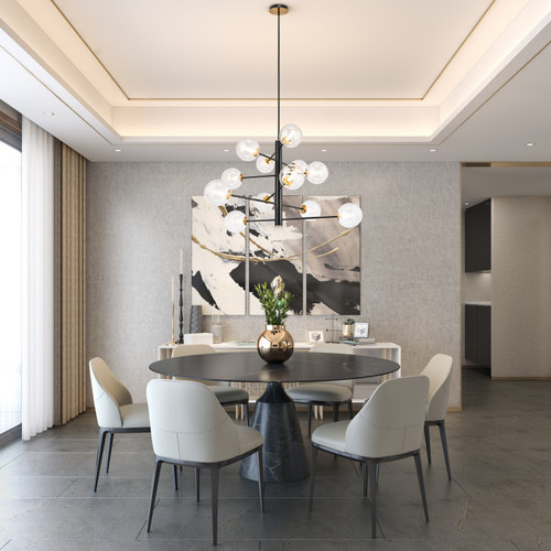 Artcraft - AC11768VB - 12 Light Chandelier - Aurelia - Black and Brushed Brass