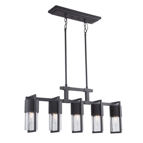 Artcraft - AC9147BK - Five Light Outdoor Chandelier - Bond - Matte Black & Brass