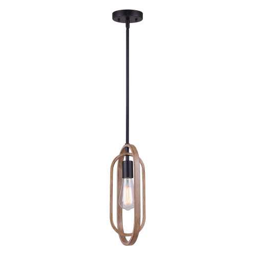 Canarm - IPL1078A01BKB - One Light Pendant - Dilan - Matte Black And Brushed Brown