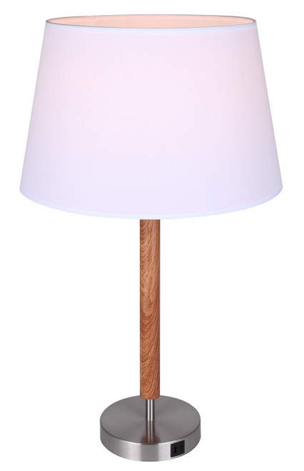 Canarm - ITL2137B26BNW - One Light Table Lamp - Maly - Brushed Nickel And Faux Wood