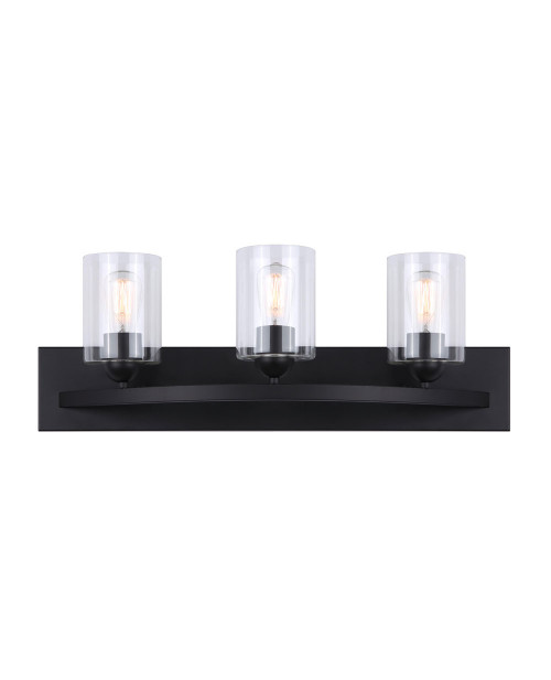 Canarm - IVL370A03BK-CL - Three Light Vanity - Hampton - Matte Black