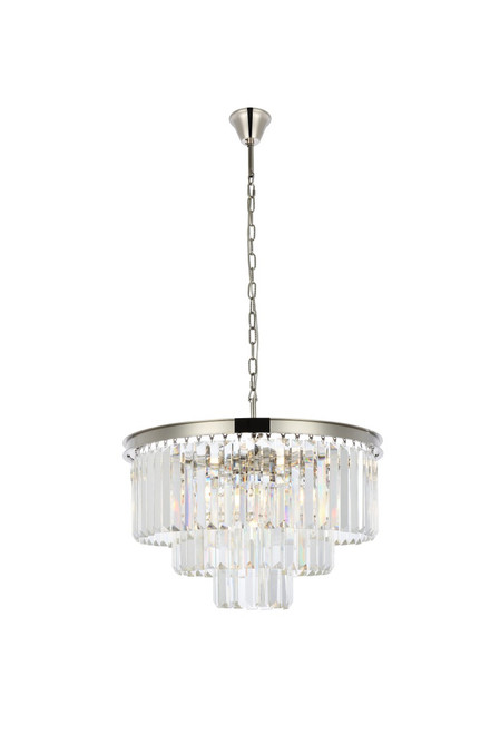 Elegant Lighting - 1231D26PN/RC - Nine Light Chandelier - Sydney - Polished nickel