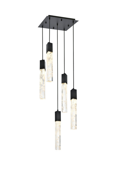 Elegant Lighting - 2088D16BK - Five Light Pendant - Aurora - Black and Clear