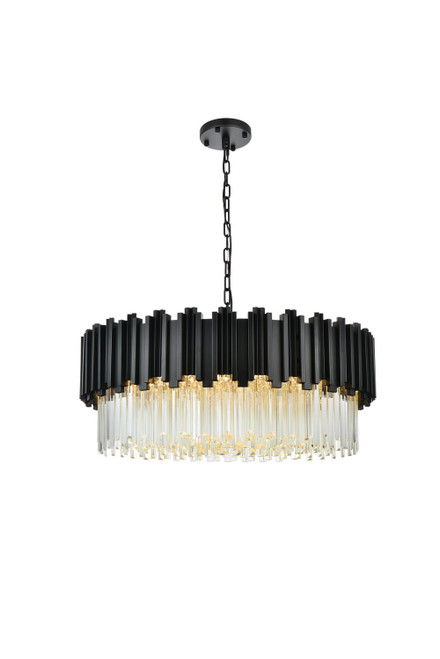 Elegant Lighting - 3400D32BK - Ten Light Chandelier - Willow - Black and Clear