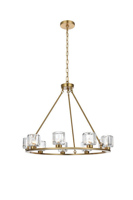Elegant Lighting - 5100D32SG - Nine Light Chandelier - Cadence - Satin Gold and Clear