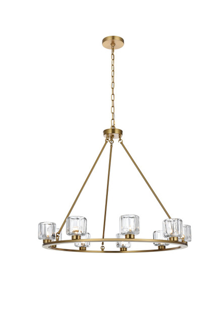 Elegant Lighting - 5100D36SG - Nine Light Chandelier - Cadence - Satin Gold and Clear