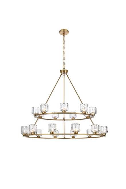 Elegant Lighting - 5100L248SG - 21 Light Chandelier - Cadence - Satin Gold and Clear