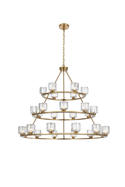 Elegant Lighting - 5100L348SG - 27 Light Chandelier - Cadence - Satin Gold and Clear