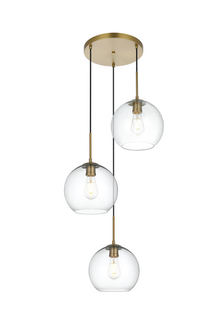 Elegant Lighting - LD2214SG - Three Light Pendant - Baxter - Satin Gold and Clear