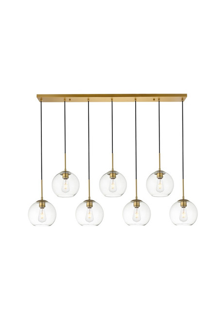 Elegant Lighting - LD2230BR - Seven Light Pendant - BAXTER - Brass and Clear