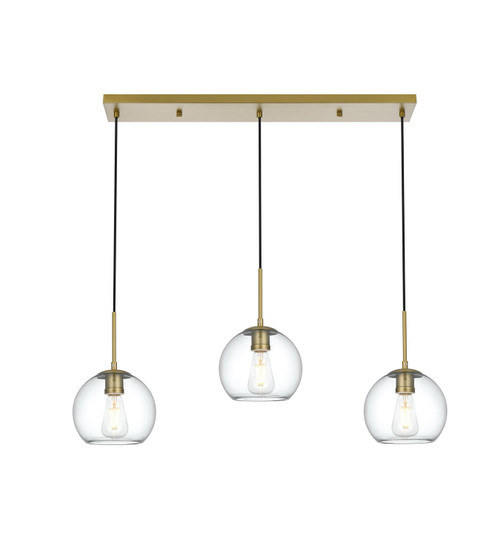 Elegant Lighting - LD2236SG - Three Light Pendant - Baxter - Satin Gold and Clear