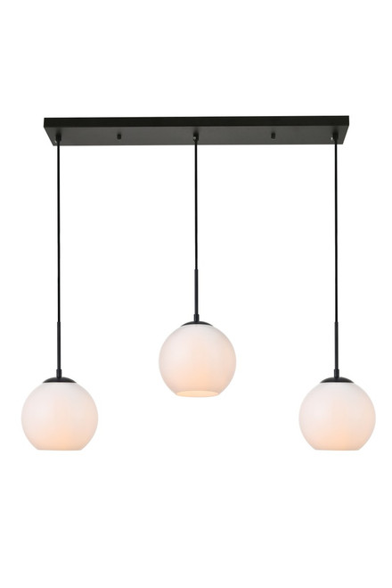 Elegant Lighting - LD2237BK - Three Light Pendant - BAXTER - Black and frosted white