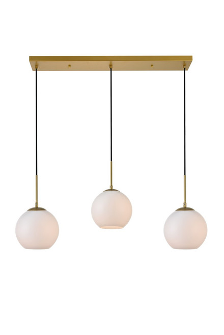 Elegant Lighting - LD2237BR - Three Light Pendant - BAXTER - Brass and frosted white