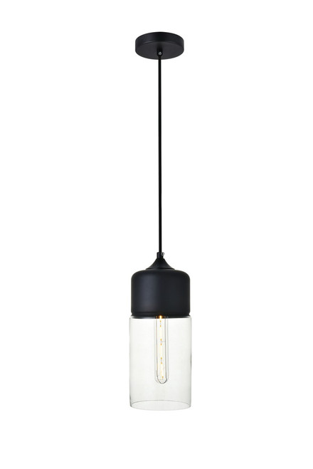 Elegant Lighting - LD2240BK - One Light Pendant - ASHWELL - Black and Clear
