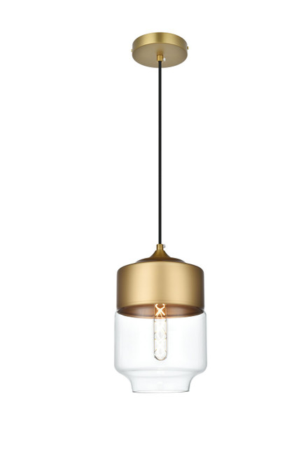 Elegant Lighting - LD2241SG - One Light Pendant - Ashwell - Satin Gold and Clear