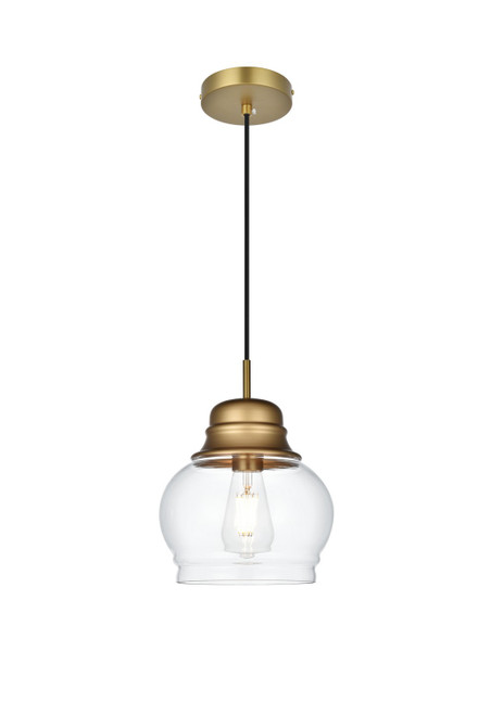 Elegant Lighting - LD2252SG - One Light Pendant - Kenna - Satin Gold and Clear