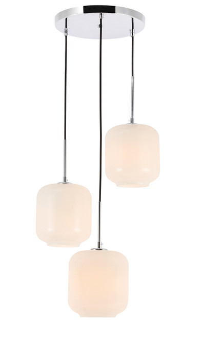Elegant Lighting - LD2275C - Three Light Pendant - Collier - Chrome And Frosted White Glass