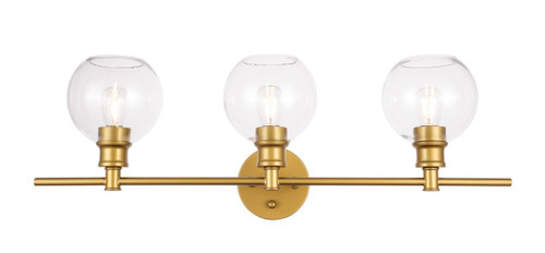 Elegant Lighting - LD2318BR - Three Light Wall Sconce - Collier - Brass and Clear glass