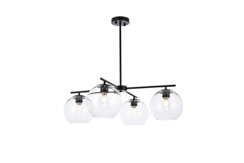 Elegant Lighting - LD2331BK - Four Light Pendant - Opus - Black and Clear