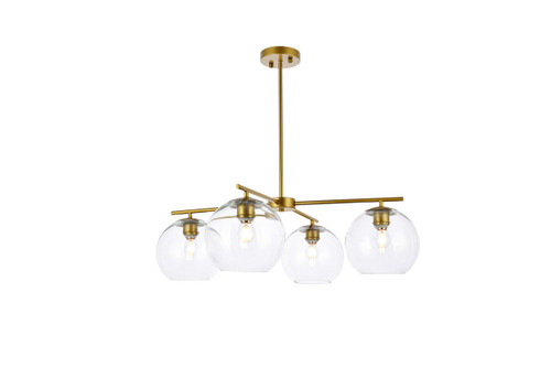 Elegant Lighting - LD2331BR - Four Light Pendant - Opus - Brass and Clear