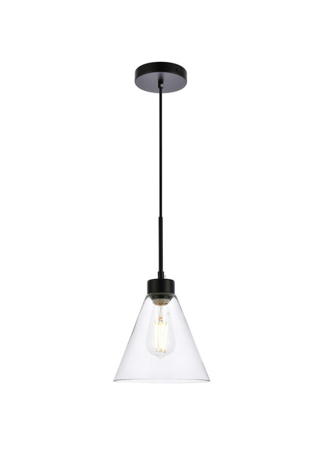 Elegant Lighting - LD2501BK - One Light Pendant - Mera - Black and Clear