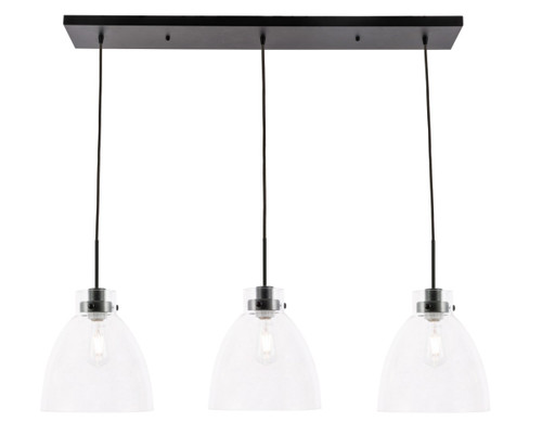 Elegant Lighting - LD5030D42BK - Three Light Pendant - Frey - Black and Clear glass