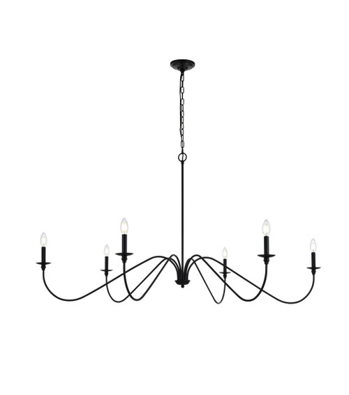 Elegant Lighting - LD5056D60MB - Six Light Chandelier - Rohan - Matte Black