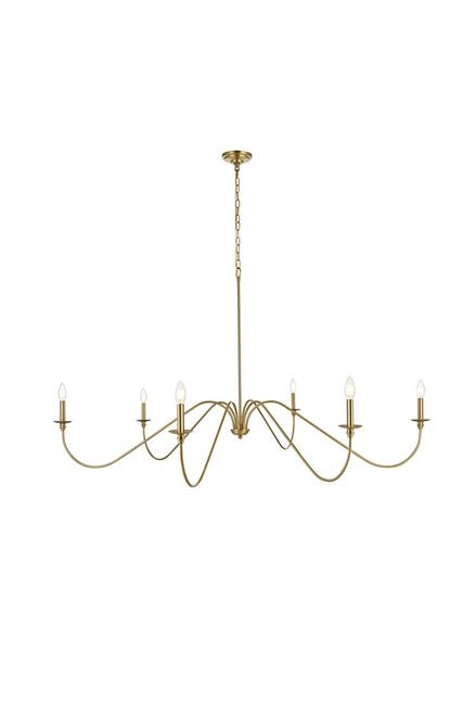 Elegant Lighting - LD5056D60SG - Six Light Chandelier - Rohan - Satin Gold