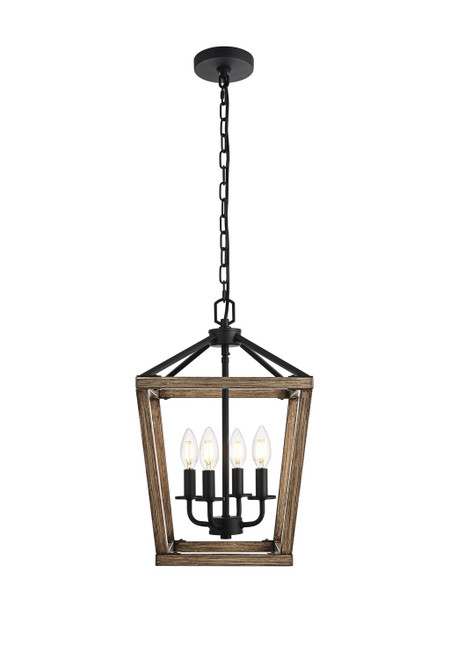 Elegant Lighting - LD511H20BW - Four Light Pendant - Gage - Brown and Black
