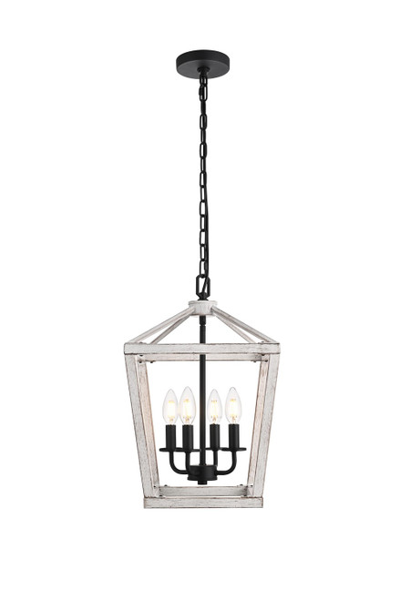 Elegant Lighting - LD511H20WG - Four Light Pendant - Gage - Weathered White and Black