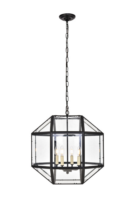 Elegant Lighting - LD6001D19BK - Four Light Pendant - Caro - Black