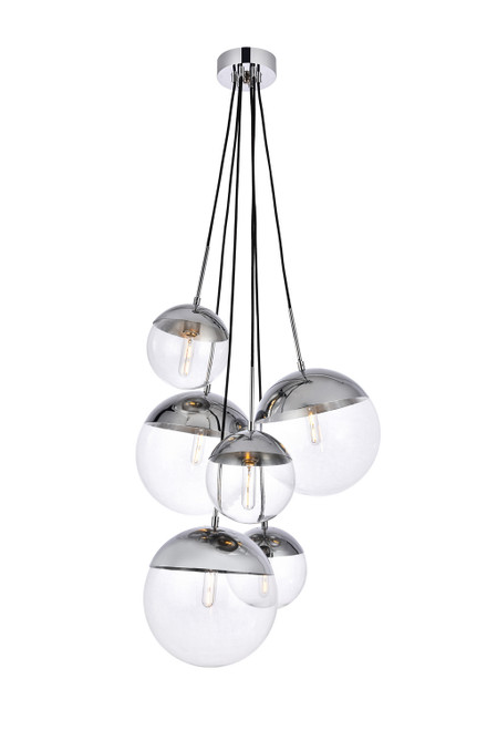 Elegant Lighting - LD6095C - Six Light Pendant - Eclipse - Chrome And Clear