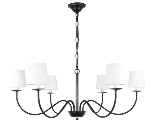 Elegant Lighting - LD6103D37BK - Six Light Chandelier - Eclipse - Black and White shade