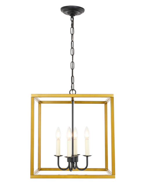 Elegant Lighting - LD6105D16BRBK - Four Light Pendant - Eclipse - Brass And Black