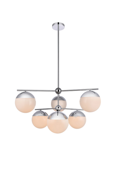 Elegant Lighting - LD6142C - Six Light Pendant - Eclipse - Chrome And Frosted White