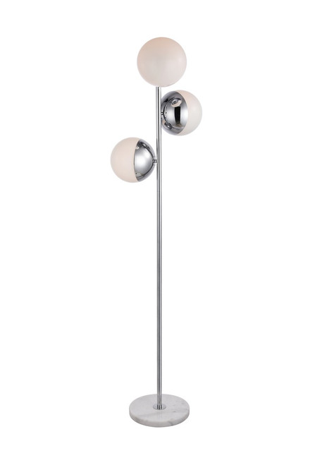 Elegant Lighting - LD6160C - Three Light Floor Lamp - Eclipse - Chrome and frosted white