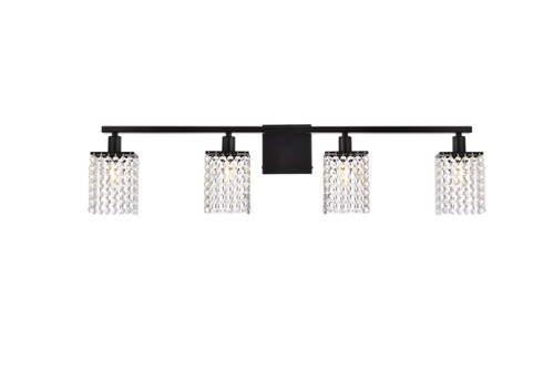 Elegant Lighting - LD7012BK - Four Light Bath - Phineas - Black and Clear