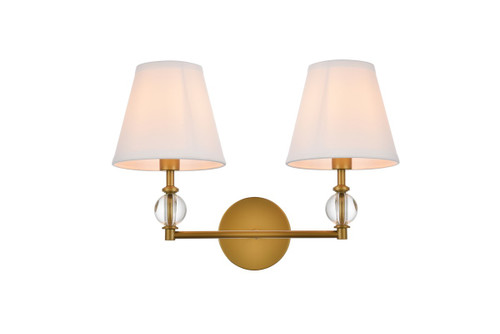 Elegant Lighting - LD7022W15BR - Two Light Bath - Bethany - Brass and White Fabric Shade