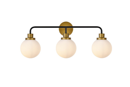 Elegant Lighting - LD7034W28BRB - Three Light Bath - Hanson - Black and Brass and Frosted Shade