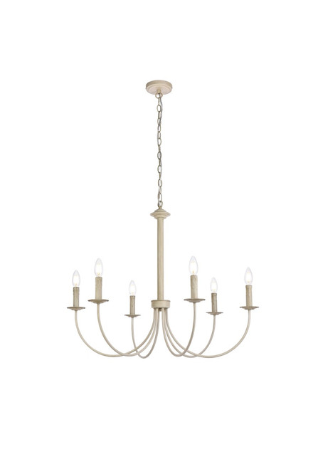 Elegant Lighting - LD7041D32WD - Six Light Pendant - Brielle - Weathered Dove