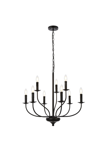 Elegant Lighting - LD7047D28BK - Nine Light Pendant - Westley - Black
