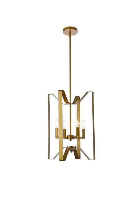 Elegant Lighting - LD7072D14BR - Four Light Pendant - Hoffman - Brass