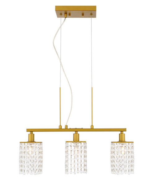 Elegant Lighting - LD7501BR - Three Light Pendant - Taylor - Brass And Clear